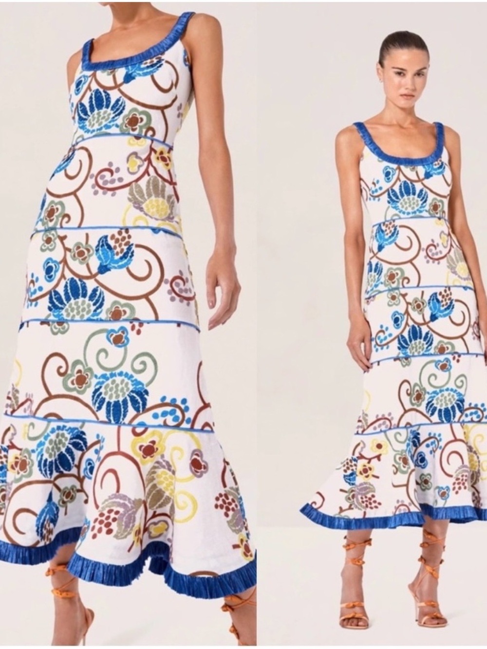 Alexis Zelda Sleeveless Embroidered Tiered Midi Dress
